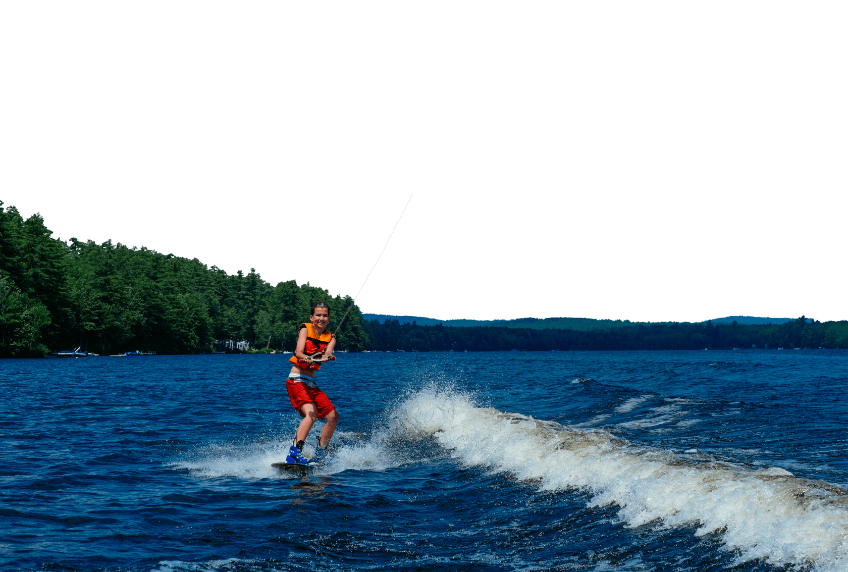 camper waterskiing