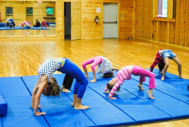 girls doing back bends in the new rec