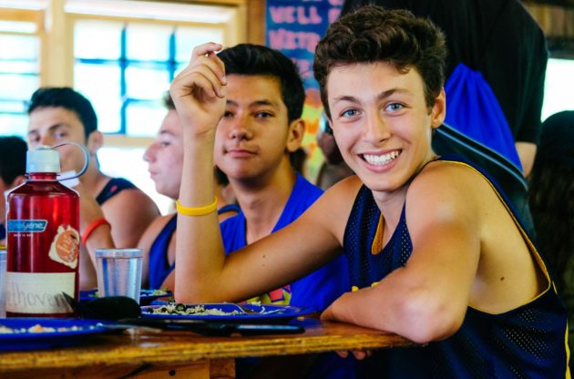 boys eating at the dining hall