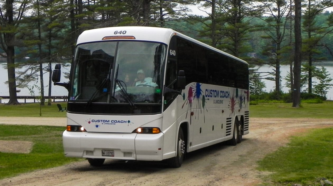 bus arriving at camp