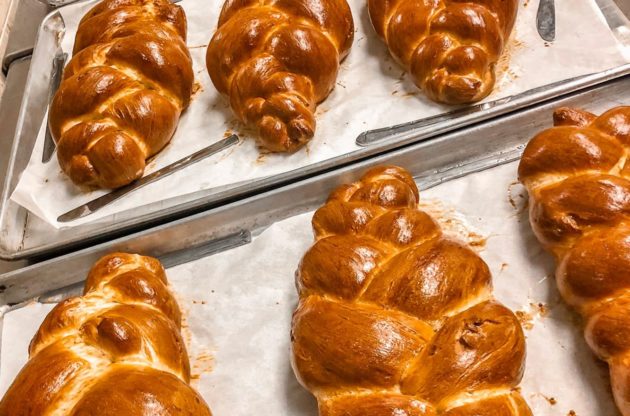 freshly baked challah bread