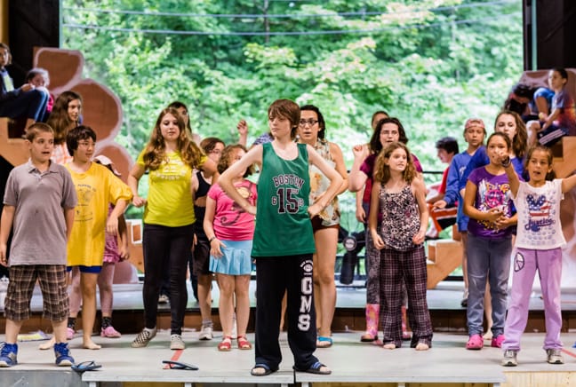 campers dancing in the old rec building