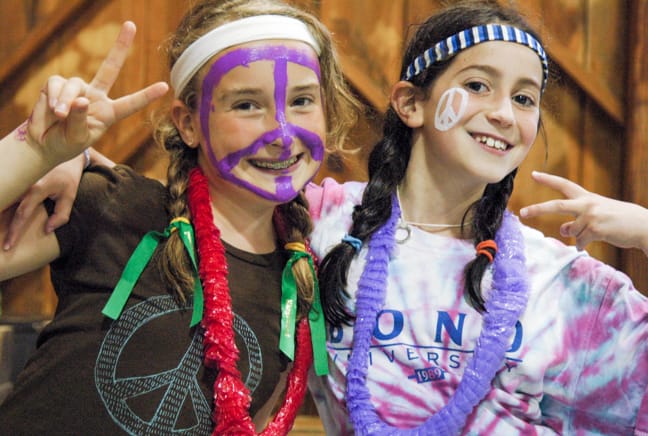 girls with face paint in the old rec building