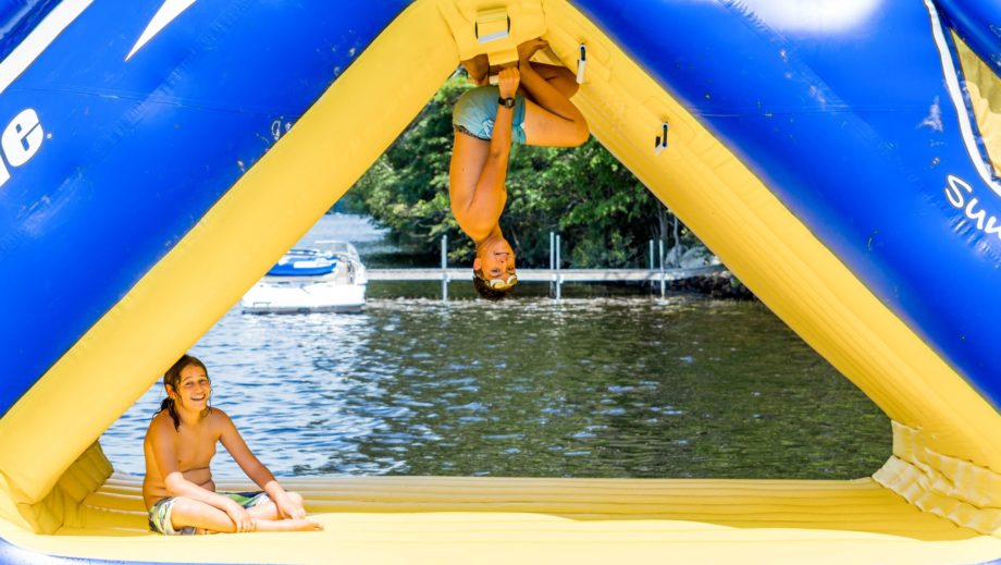 camper upside on inflatable